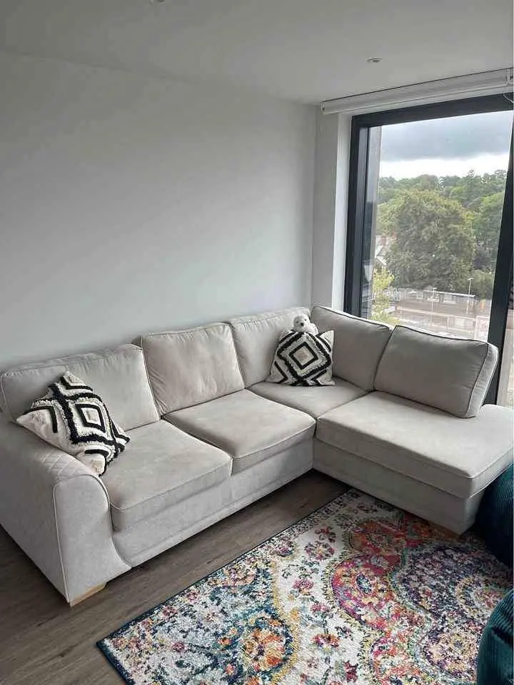 Dfs Orka Range Upholstered in a Cream Fabric Sofa For Sale