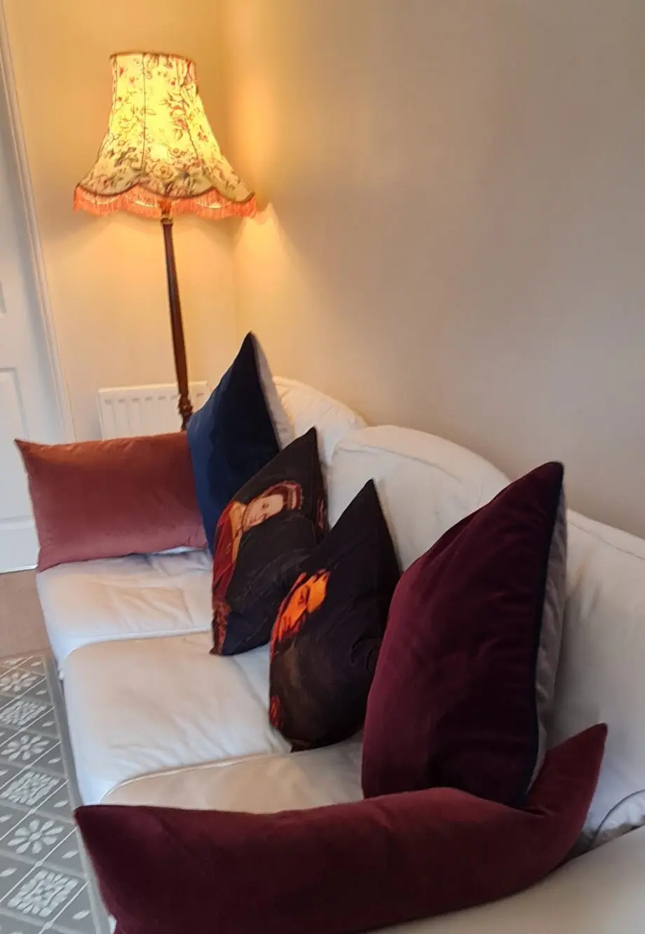IKEA EKTORP THREE-SEATER SOFA with 6 cushions and beautiful velvet covers