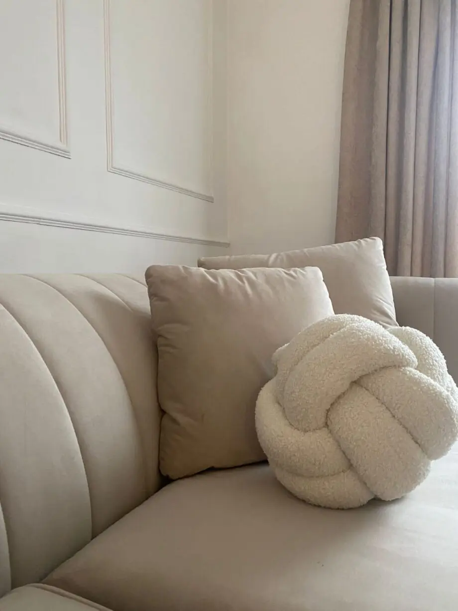 Steam Cleaned 3 Seater Sofology Sofa and Storage Pouffe - Fluted Isla Beige