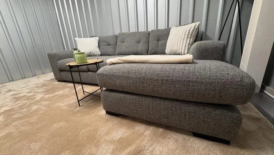 Comfy Grey L-Shaped Sofa – Corner Sofa with High Back Cushions