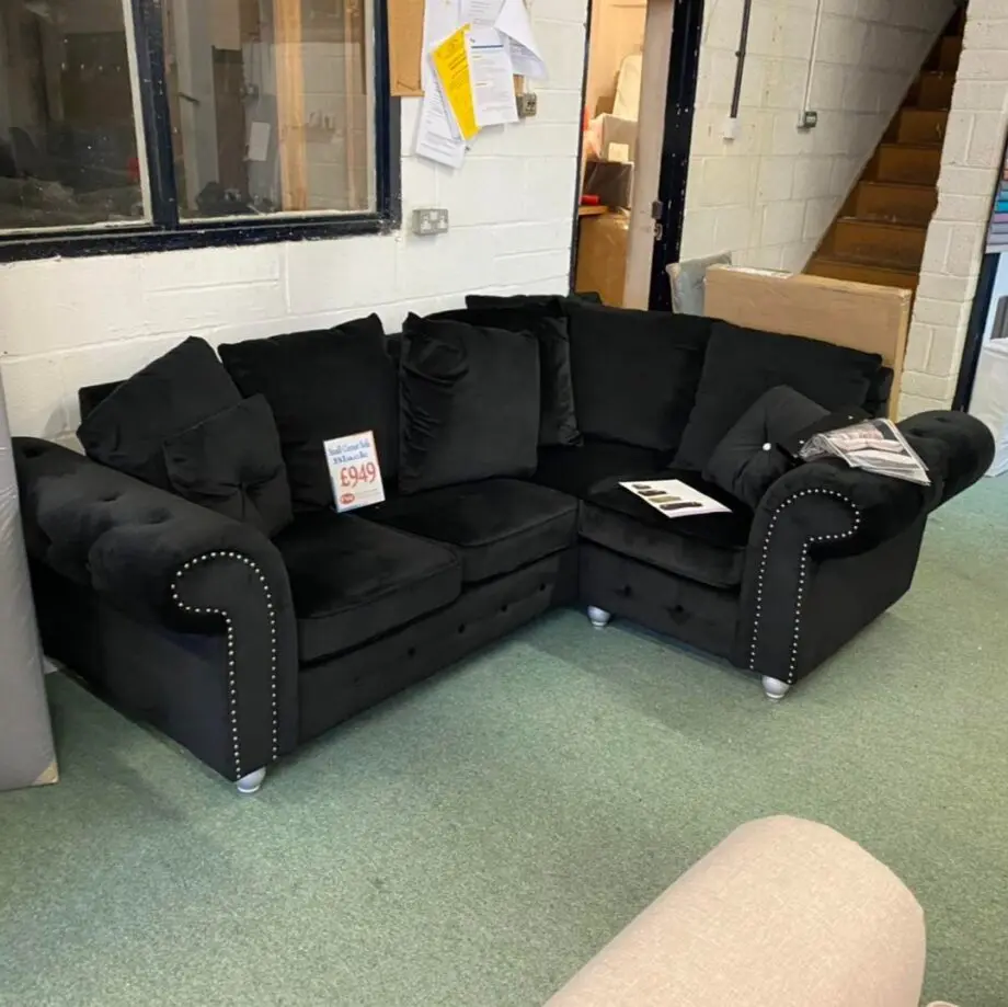 Olympia Sofa Perfect For Living Room || Black Velvet