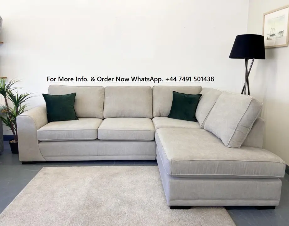 DFS Orka Corner Sofa in Cream Beige Material Right Hand (Left Hand Facing)