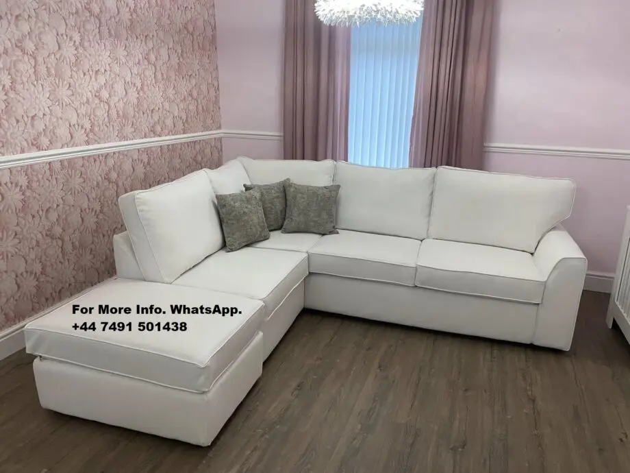 Dunelm Corner Sofa || Cream Velvet + High Back Cushion