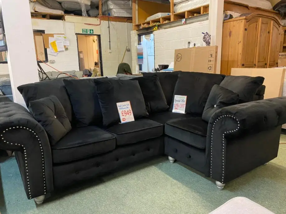 Olympia Sofa Perfect For Living Room || Black Velvet