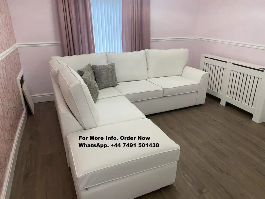 Dunelm Corner Sofa || Cream Velvet + High Back Cushion