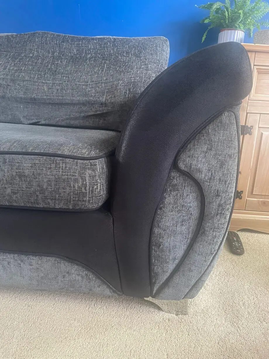 DFS grey and black 2 and 3 seater sofa