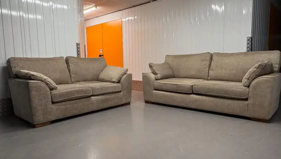 Next Mink 3x Settee Sofa & 2x Settee Sofa / 3+2 Seater Sofa Set With High back Cushions