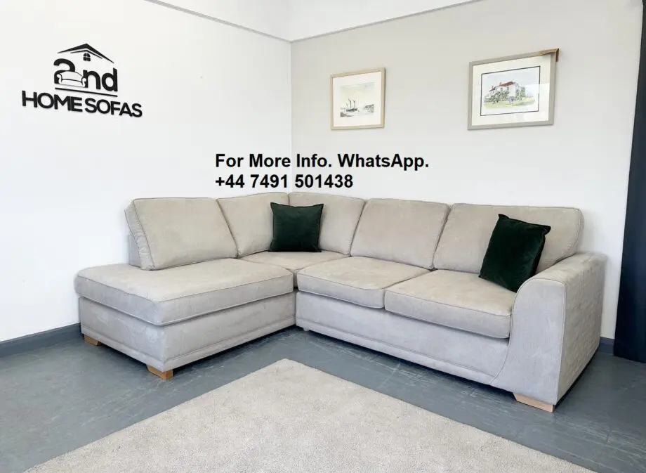 Dfs Orka Corner Sofa || Cream Color Plain Fabric