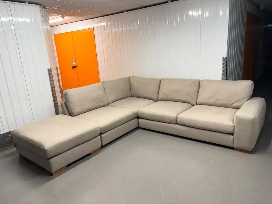 Next 4x Settee L Shape Corner Sofa In Mink Color For Sale With Pouffe