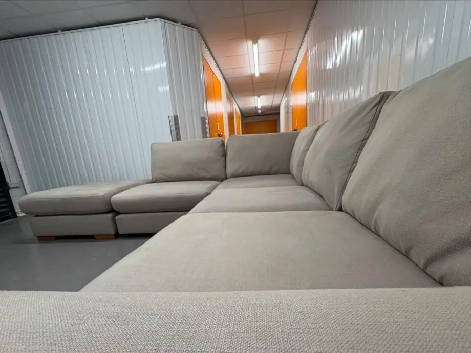 Next 4x Settee L Shape Corner Sofa In Mink Color For Sale With Pouffe
