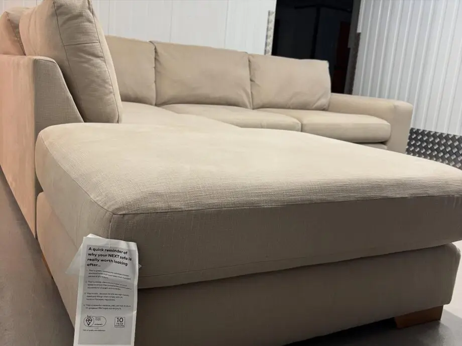 Next 4x Settee L Shape Corner Sofa In Mink Color For Sale With Pouffe