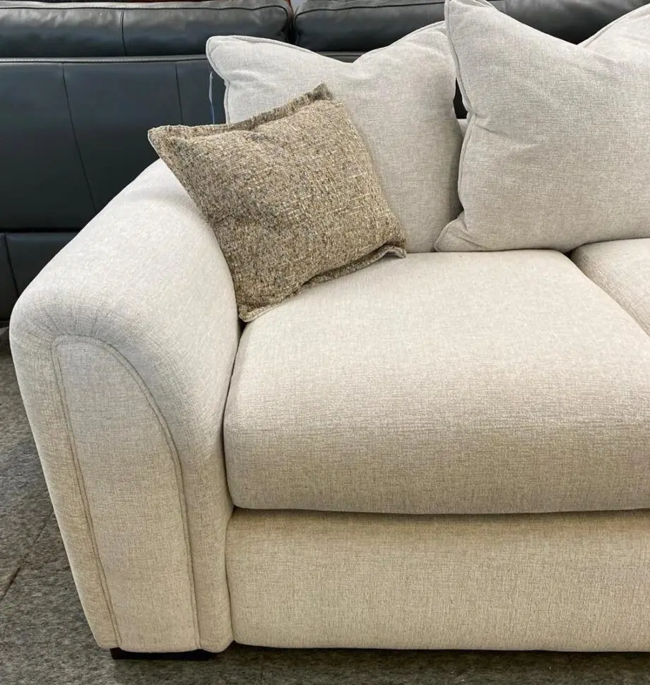 Dfs Large Corner Sofa & Chaise Footstool Plain Fabric Cream Colour