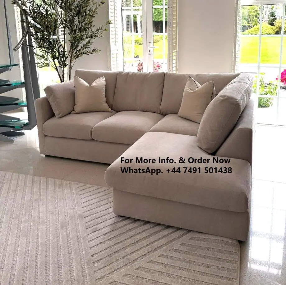 Oslo High Back L-Shaped Beige Colour Corner Sofa For Sale
