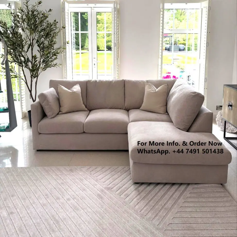 Oslo High Back L-Shaped Beige Colour Corner Sofa For Sale