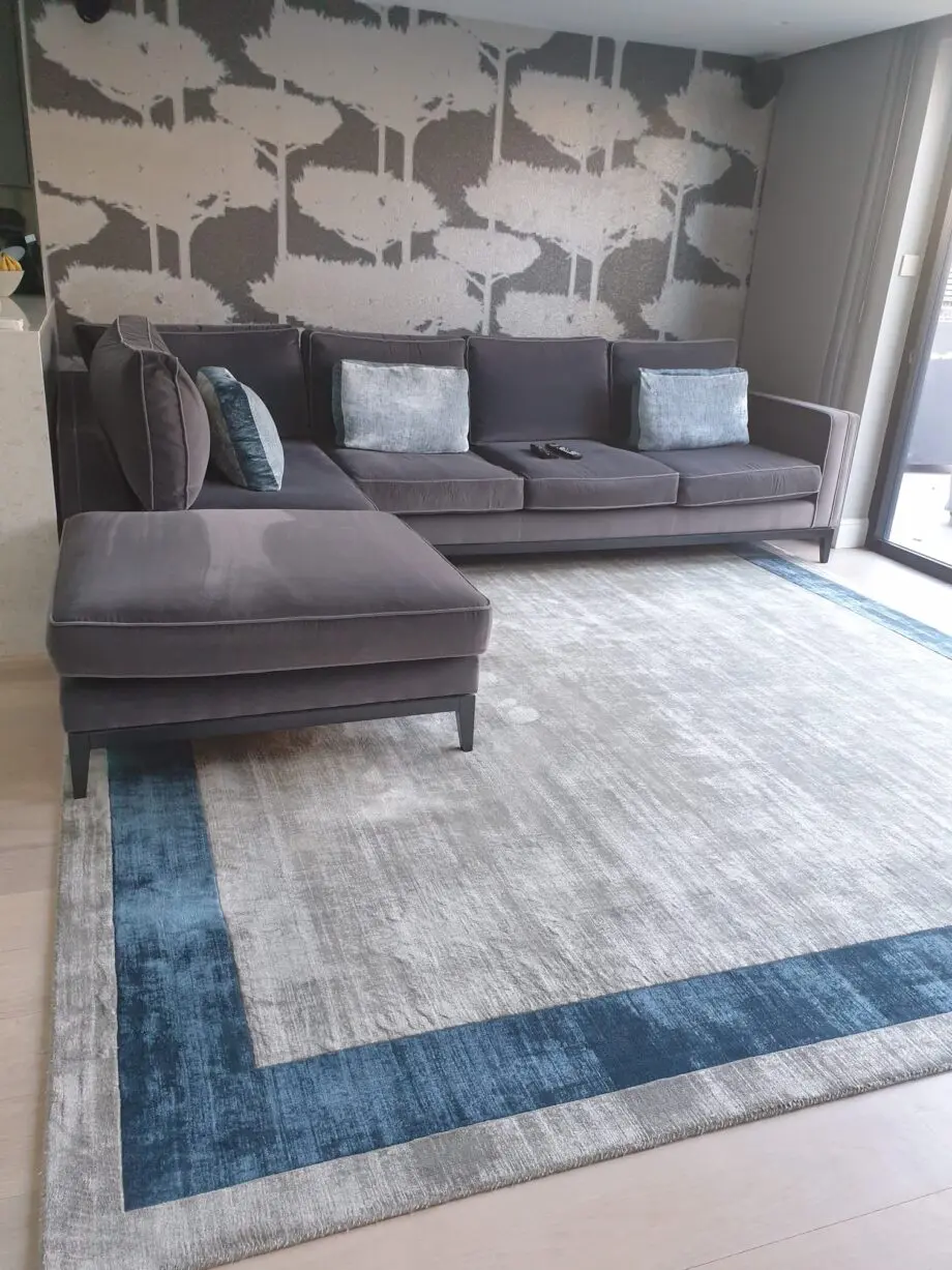 Bespoke Corner Sofa from Sofa and Chair Company in Charcoal Velvet with Contrast Piping