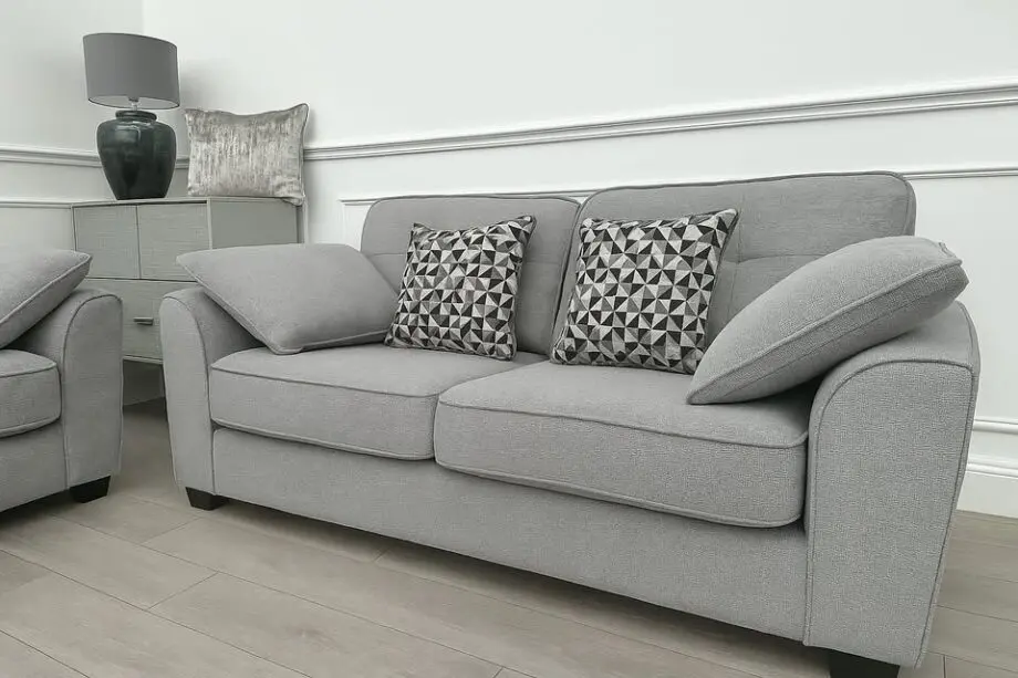 Lovely 3 Seater & 2 Seater Sofa !! 3+2 Seater Grey Sofa Set !! Fixed Back Cushions !! COD