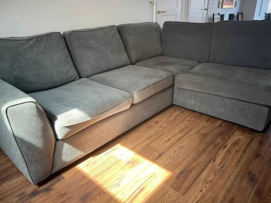 4 seater L shape high back sofa with matching pouffe