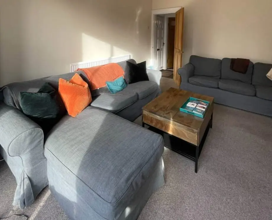 TWO EKTORP IKEA Sofas and Footstool