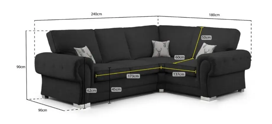 L-Shaped Verona Sofa For Sale - Black Velvet - Cash on Arrival