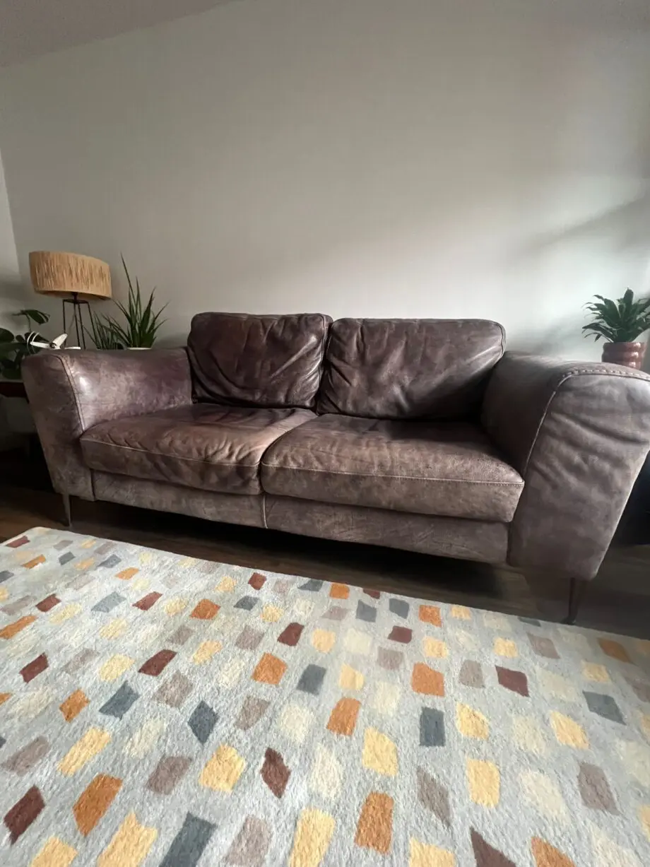 Barker and Stonehouse Brown Troy Leather 2 Seater Sofa