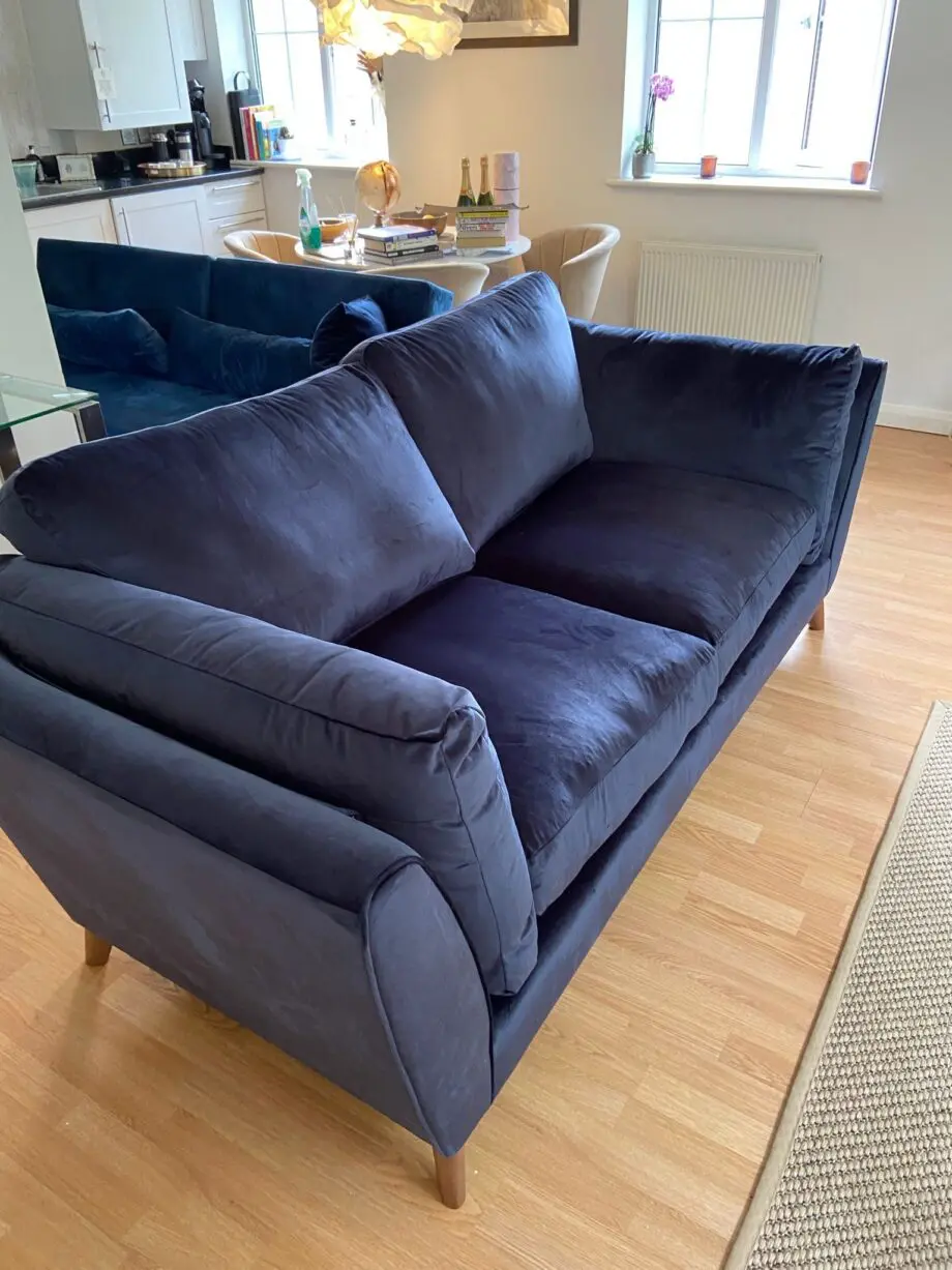 Finch Medium 3 Seater Sofa - Navy Blue - Velvet