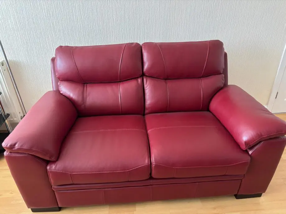 DFS Red Leather 2 seater Sofa and 1 armchair