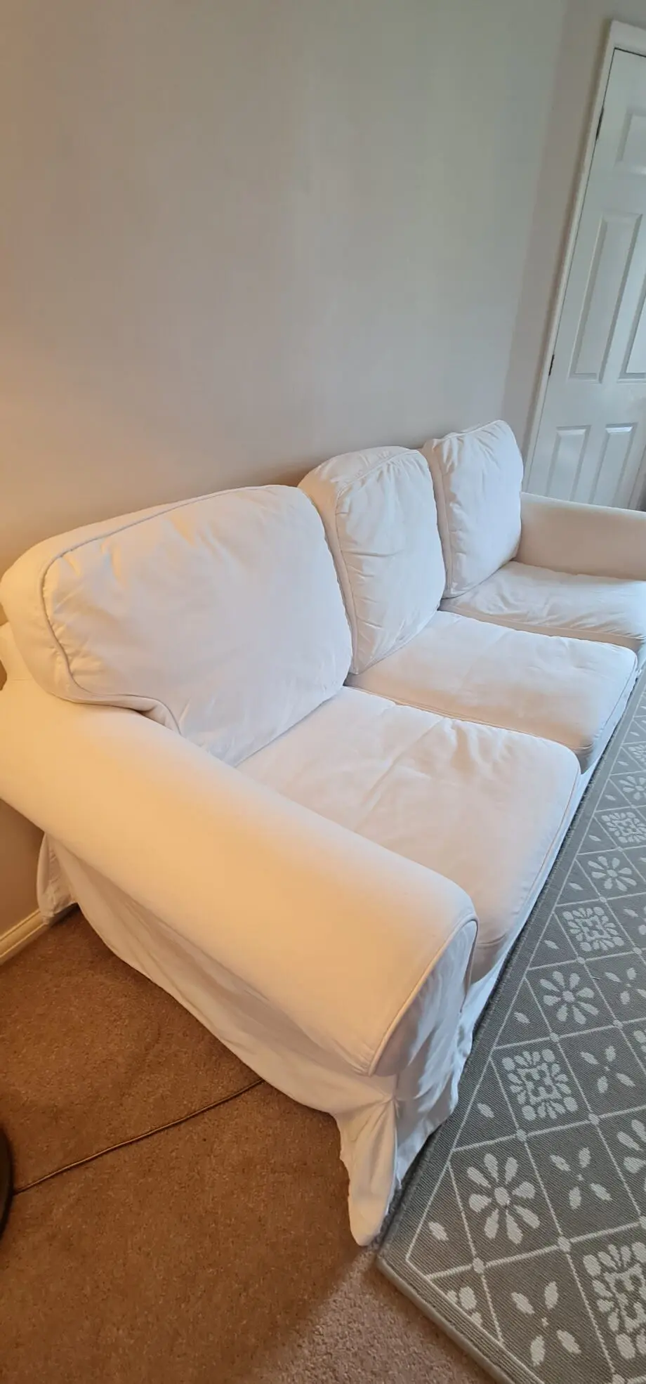 IKEA EKTORP THREE-SEATER SOFA with 6 cushions and beautiful velvet covers