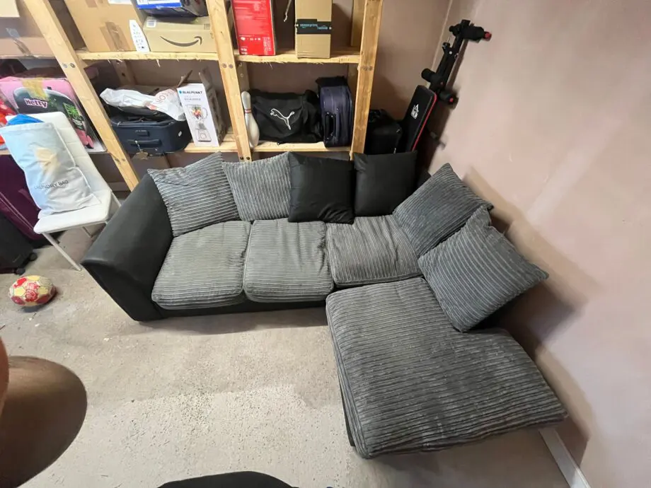 Black and grey corner sofa