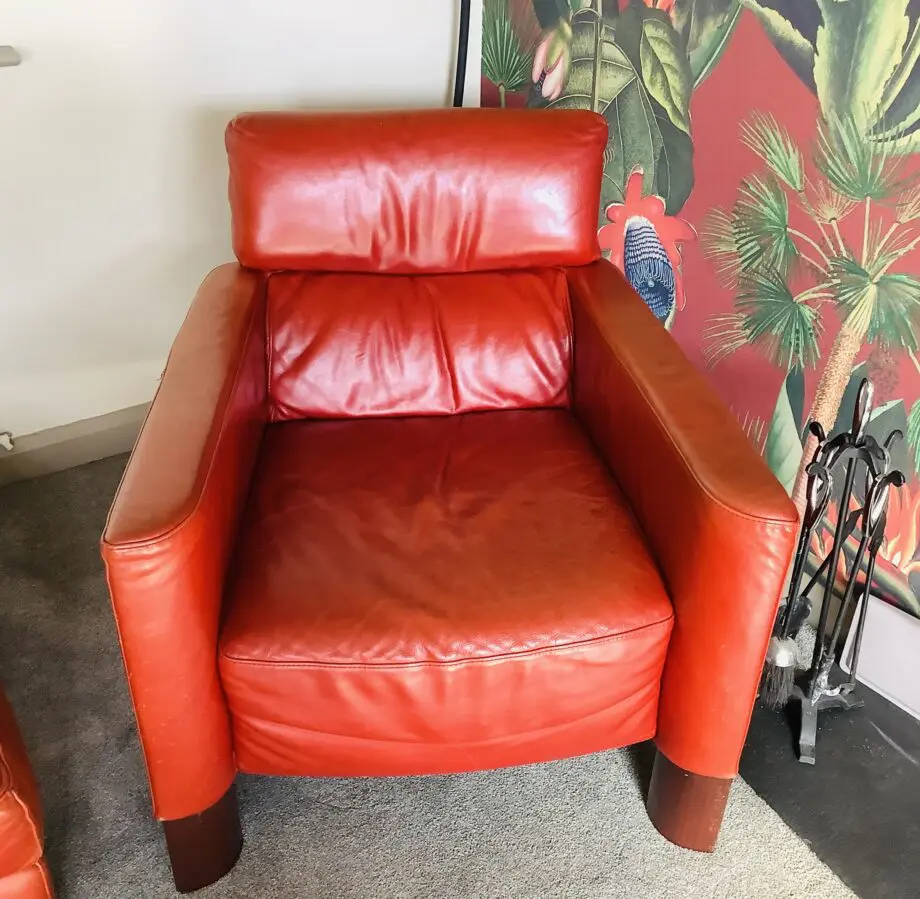 Stunning Natuzzi Oxblood Red Leather Corner Suite and Armchair