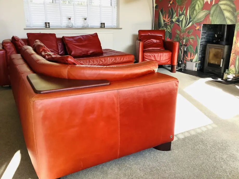 Stunning Natuzzi Oxblood Red Leather Corner Suite and Armchair