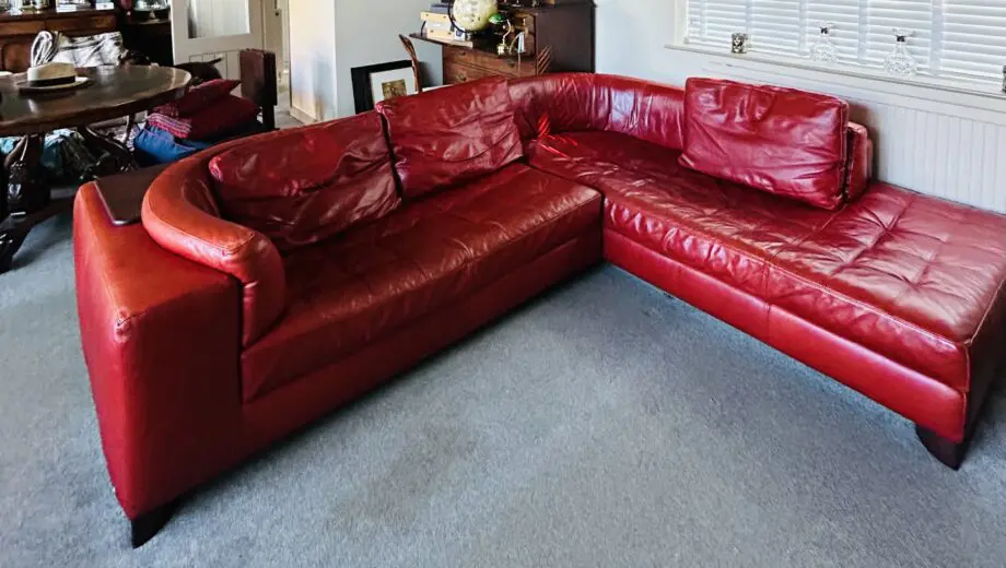 Stunning Natuzzi Oxblood Red Leather Corner Suite and Armchair