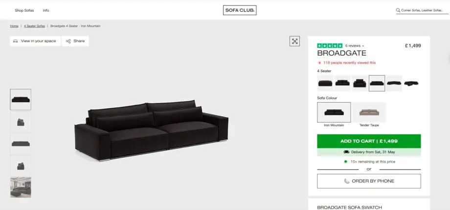 Sofa Club - Broadgate 4 seater RRP £1,499