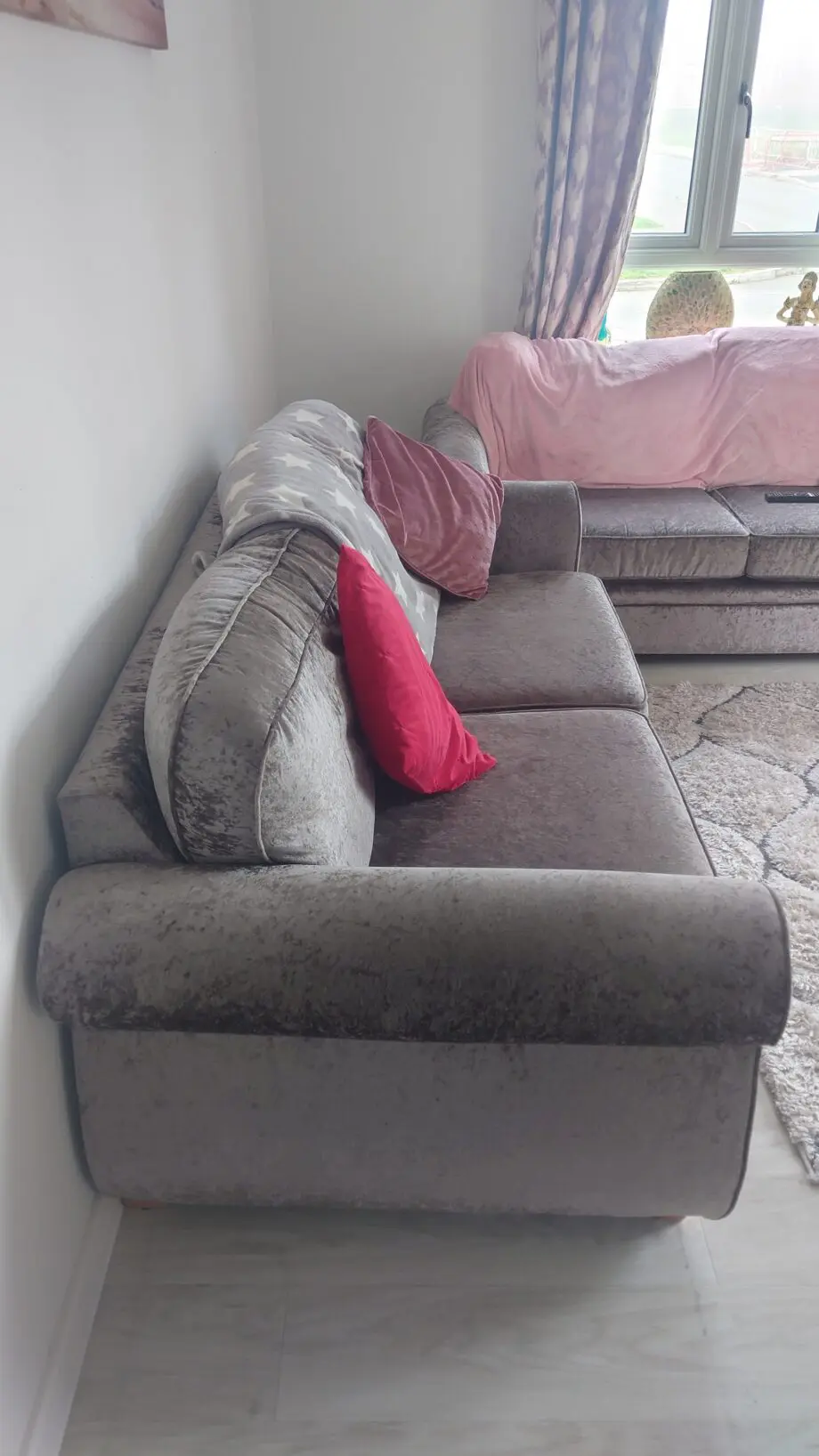 3 Seater Sofa | 2 PIECE SET in Sundance Steel Colour | Velvet Material