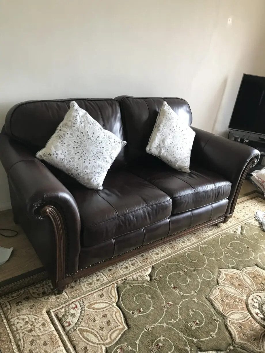 Brown Leather Wade Additions Three Piece Suite