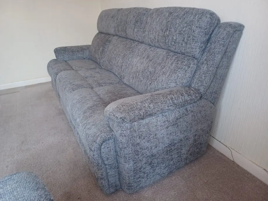 Sofology Gracie 3 Seater Sofa Hopsack Chenille Charcoal and Gracie Chair Hopsack Chenille Charcoal