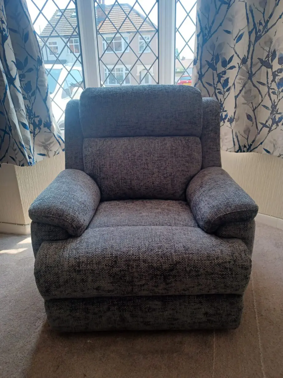 Sofology Gracie 3 Seater Sofa Hopsack Chenille Charcoal and Gracie Chair Hopsack Chenille Charcoal