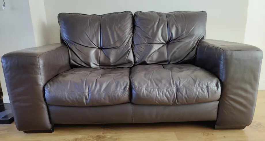 Dark Chocolate Genuine Leather DFS Saskia 2 Seater Sofas (pair)