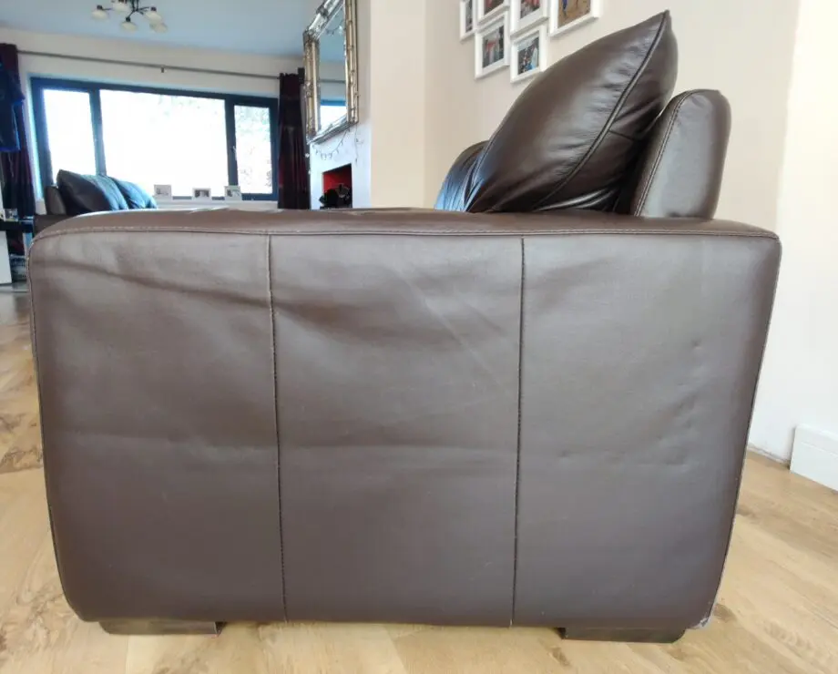Dark Chocolate Genuine Leather DFS Saskia 2 Seater Sofas (pair)