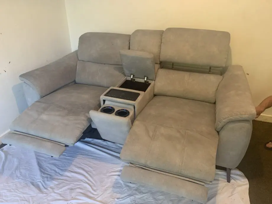 DFS Cinesound power recliner with wireless charging console and usb ports
