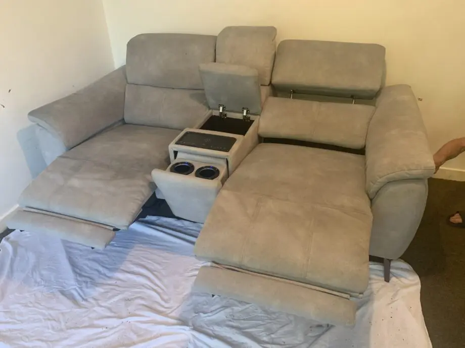 DFS Cinesound power recliner with wireless charging console and usb ports