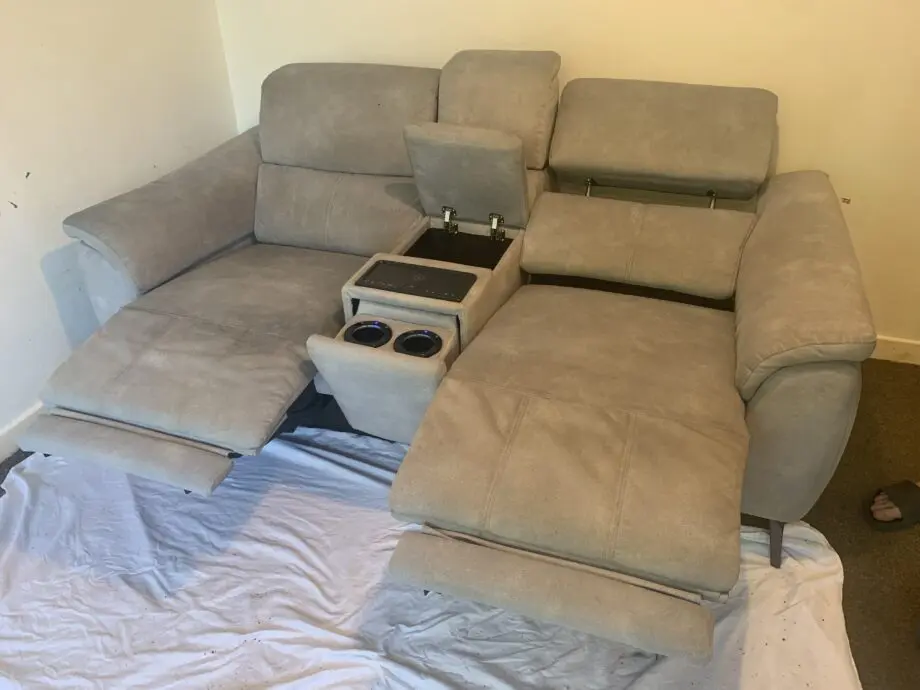 DFS Cinesound power recliner with wireless charging console and usb ports