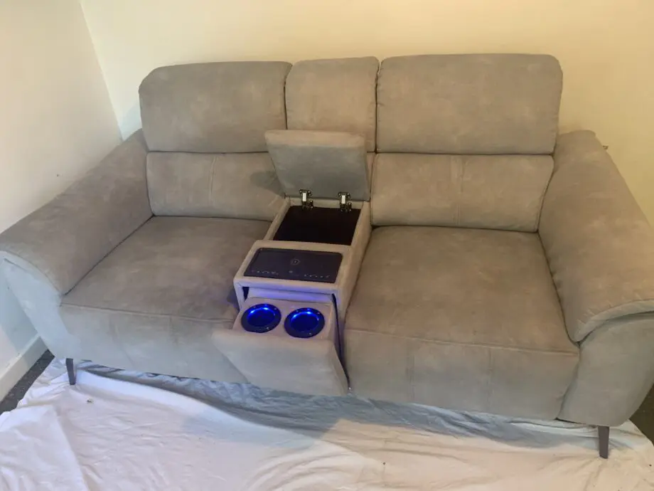 DFS Cinesound power recliner with wireless charging console and usb ports