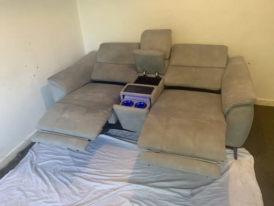DFS Cinesound power recliner with wireless charging console and usb ports