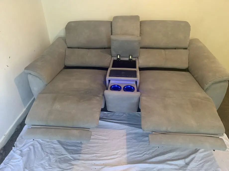 DFS Cinesound power recliner with wireless charging console and usb ports