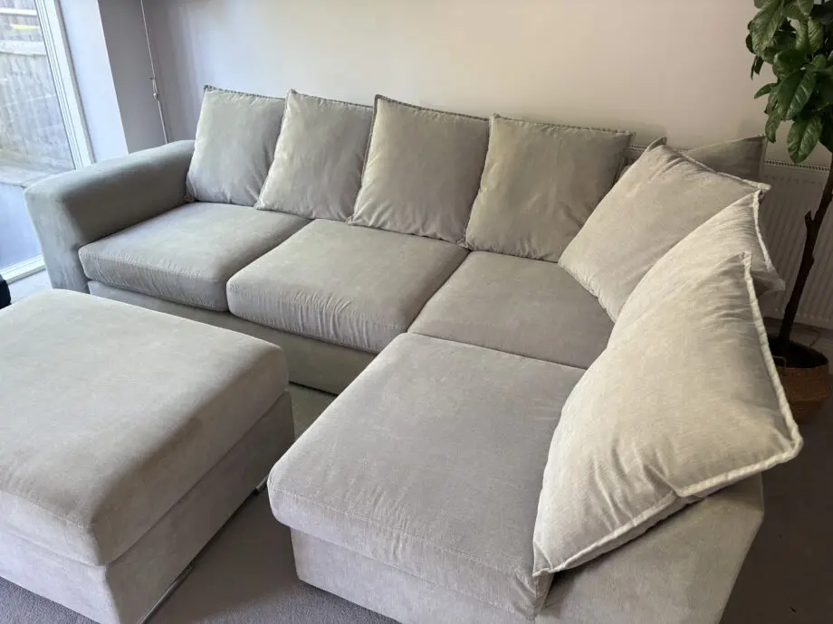 Very Home Sophia Fabric Right Hand Corner Chaise Sofa And Footstool
