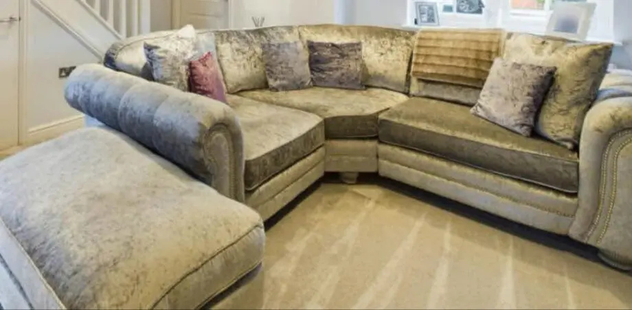 SCS luna grey crushed velvet velour sofa