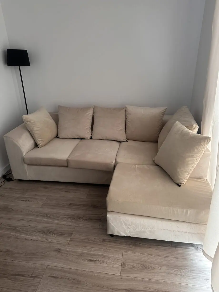 Soft Beige L-Shape Sofa – Modern, Minimal & Comfy