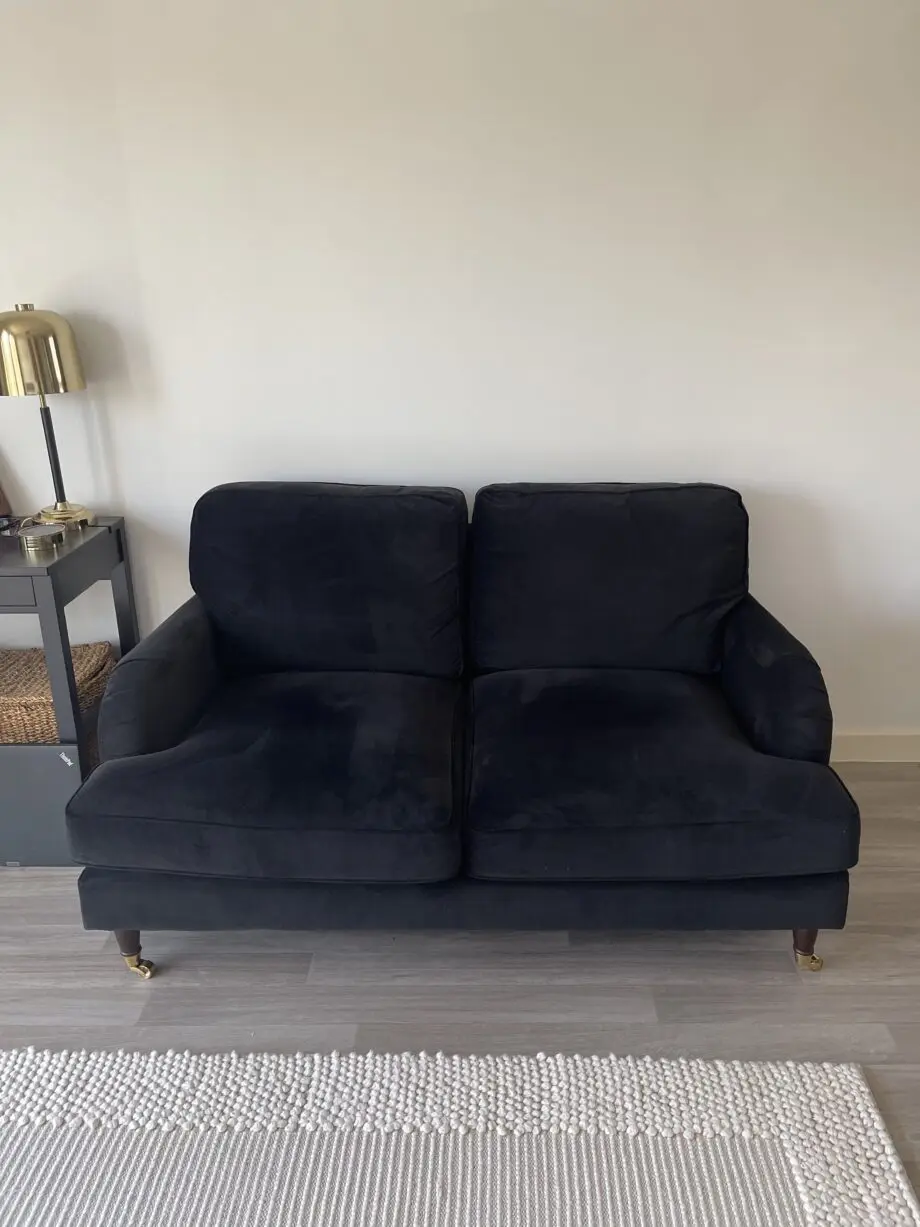 Furniture 123 Payton Black Velvet 2 Seater Sofa