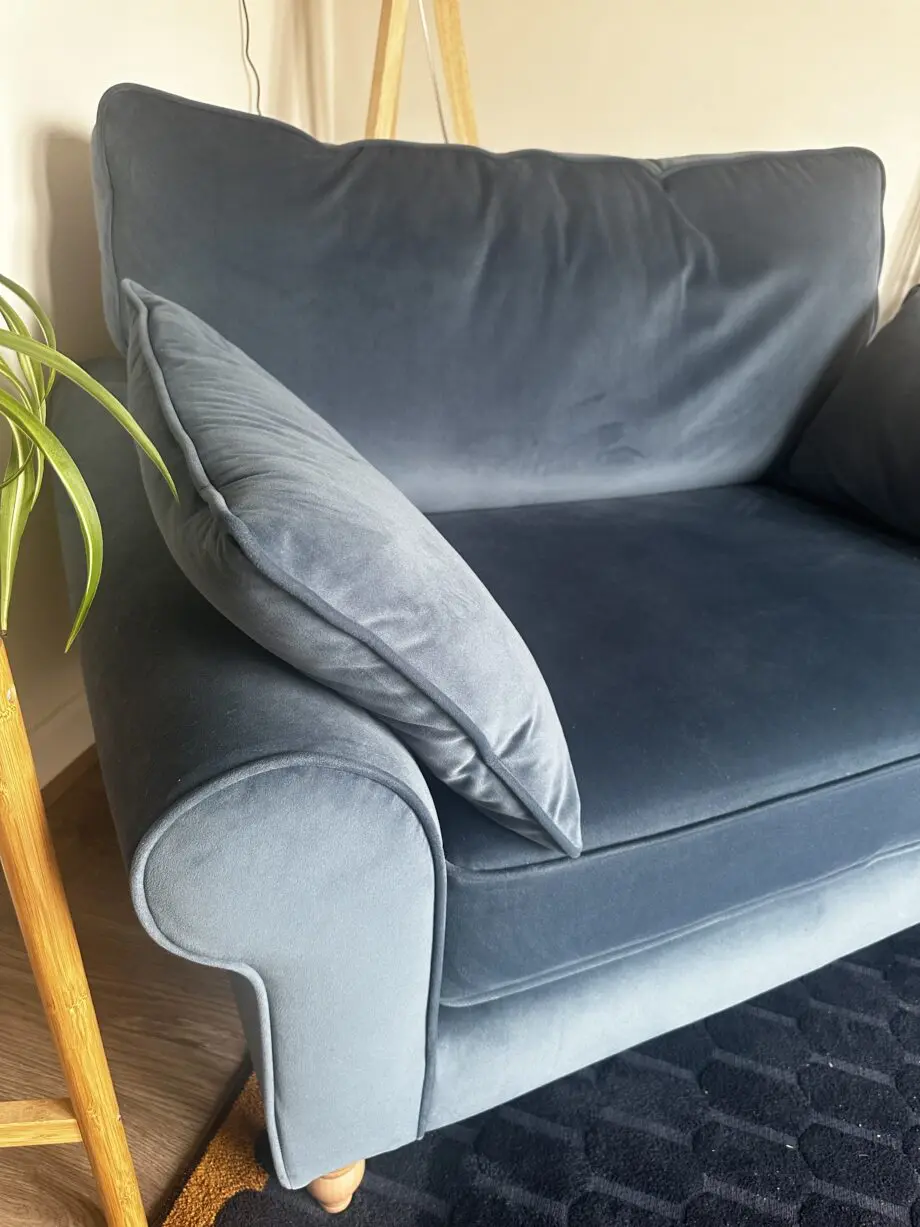 Next 'Mallory' Airforce Blue Velvet Snuggle Armchair