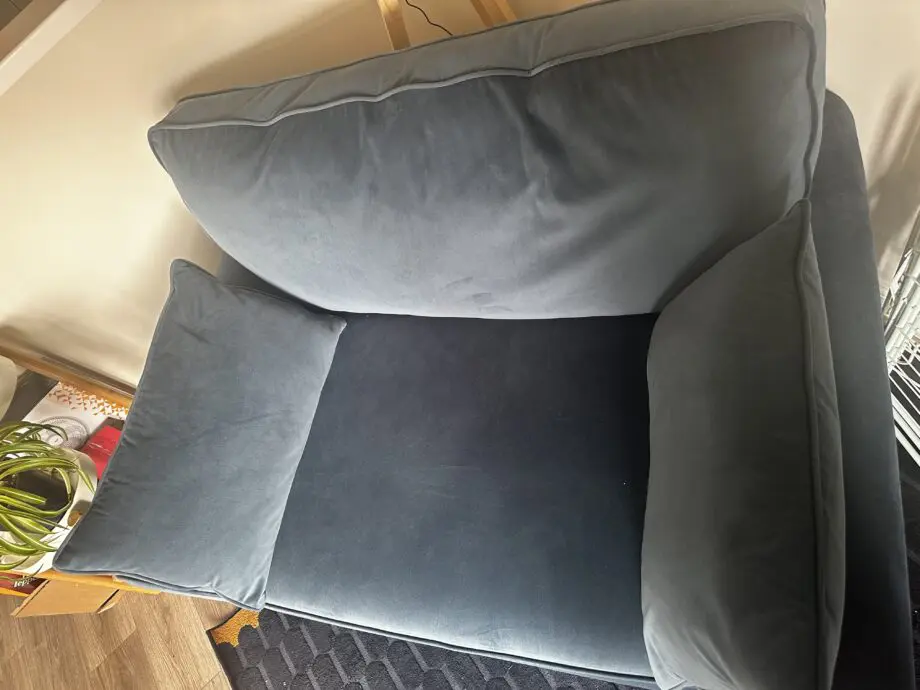 Next 'Mallory' Airforce Blue Velvet Snuggle Armchair